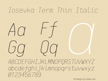 Iosevka Term Thin Italic 1.13.1; ttfautohint (v1.6)图片样张