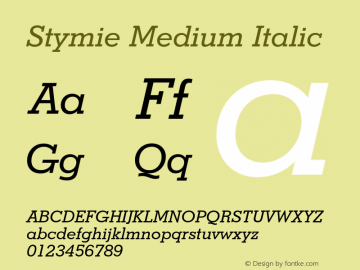 Stymie Medium Italic 003.001 Font Sample