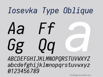 Iosevka Type Oblique 1.13.1; ttfautohint (v1.6)图片样张