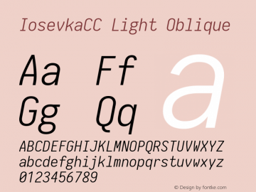IosevkaCC Light Oblique 1.13.1; ttfautohint (v1.6) Font Sample