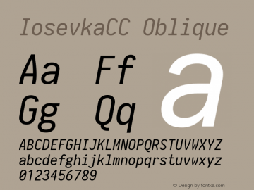 IosevkaCC Oblique 1.13.1; ttfautohint (v1.6) Font Sample