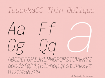 IosevkaCC Thin Oblique 1.13.1; ttfautohint (v1.6) Font Sample