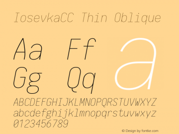 IosevkaCC Thin Oblique 1.13.1; ttfautohint (v1.6) Font Sample