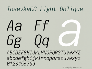 IosevkaCC Light Oblique 1.13.1; ttfautohint (v1.6) Font Sample