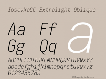 IosevkaCC Extralight Oblique 1.13.1; ttfautohint (v1.6) Font Sample