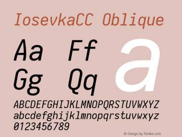 IosevkaCC Oblique 1.13.1; ttfautohint (v1.6) Font Sample