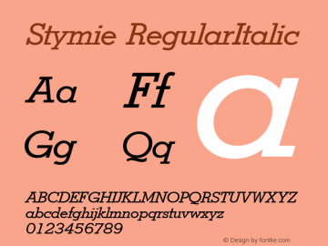 Stymie RegularItalic 1.0 Sat Nov 04 10:12:43 1995 Font Sample