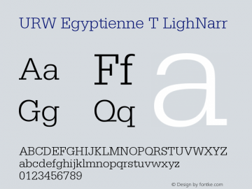 URW Egyptienne T LighNarr Version 001.005 Font Sample