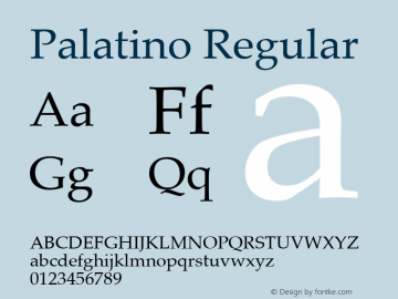 Palatino Regular 7.0d4e4 Font Sample