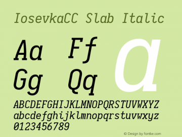 IosevkaCC Slab Italic 1.13.1; ttfautohint (v1.6)图片样张