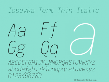 Iosevka Term Thin Italic 1.13.1; ttfautohint (v1.6)图片样张