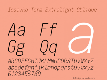 Iosevka Term Extralight Oblique 1.13.1; ttfautohint (v1.6)图片样张