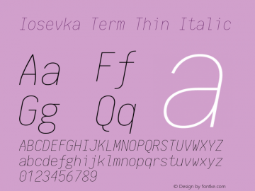 Iosevka Term Thin Italic 1.13.1; ttfautohint (v1.6)图片样张