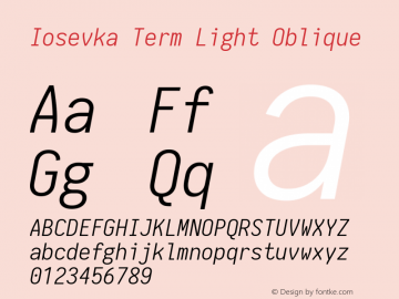 Iosevka Term Light Oblique 1.13.1; ttfautohint (v1.6)图片样张