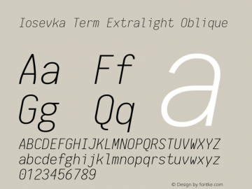 Iosevka Term Extralight Oblique 1.13.1; ttfautohint (v1.6)图片样张