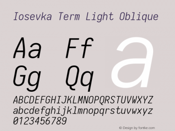 Iosevka Term Light Oblique 1.13.1; ttfautohint (v1.6)图片样张