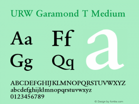 URW Garamond T Medium Version 001.005 Font Sample