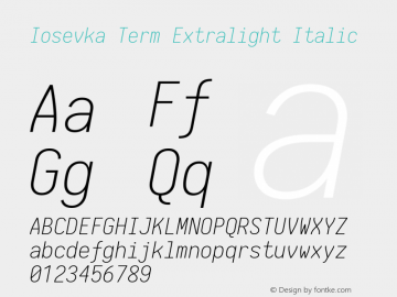 Iosevka Term Extralight Italic 1.13.1; ttfautohint (v1.6)图片样张