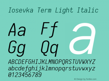 Iosevka Term Light Italic 1.13.1; ttfautohint (v1.6)图片样张