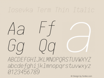 Iosevka Term Thin Italic 1.13.1; ttfautohint (v1.6)图片样张