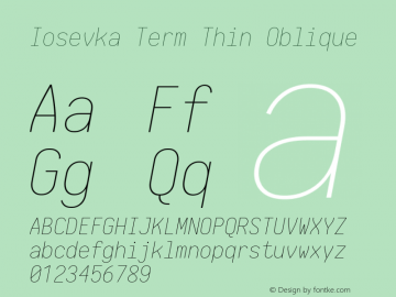 Iosevka Term Thin Oblique 1.13.1; ttfautohint (v1.6)图片样张