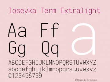 Iosevka Term Extralight 1.13.1; ttfautohint (v1.6)图片样张