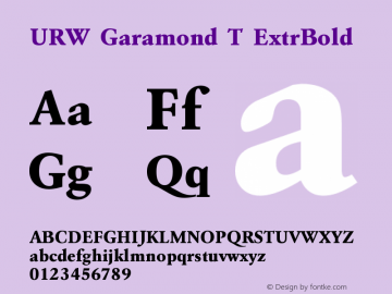 URW Garamond T ExtrBold Version 001.005 Font Sample