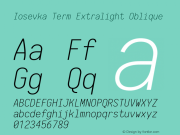 Iosevka Term Extralight Oblique 1.13.1; ttfautohint (v1.6)图片样张