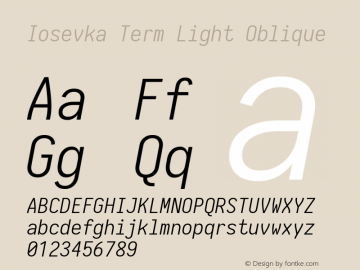 Iosevka Term Light Oblique 1.13.1; ttfautohint (v1.6)图片样张