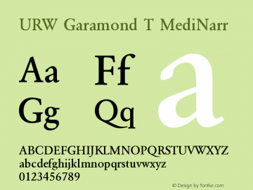 URW Garamond T MediNarr Version 001.005图片样张