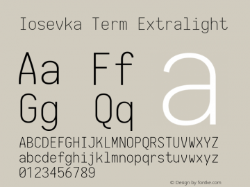 Iosevka Term Extralight 1.13.1; ttfautohint (v1.6)图片样张