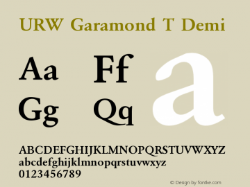 URW Garamond T Demi Version 001.005 Font Sample