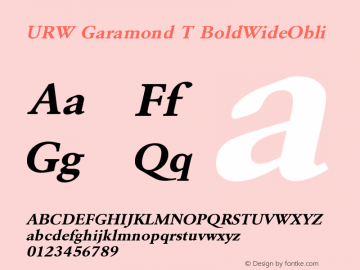 URW Garamond T BoldWideObli Version 001.005图片样张