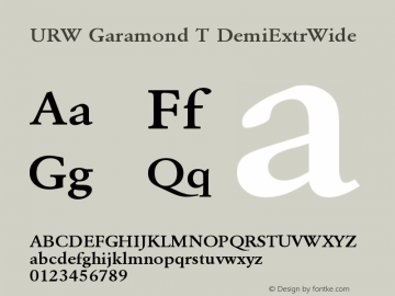 URW Garamond T DemiExtrWide Version 001.005 Font Sample