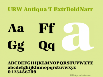 URW Antiqua T ExtrBoldNarr Version 001.005 Font Sample