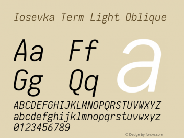 Iosevka Term Light Oblique 1.13.1; ttfautohint (v1.6)图片样张