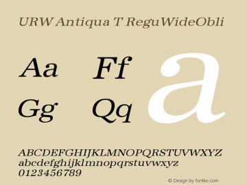 URW Antiqua T ReguWideObli Version 001.005 Font Sample