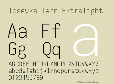 Iosevka Term Extralight 1.13.1; ttfautohint (v1.6)图片样张