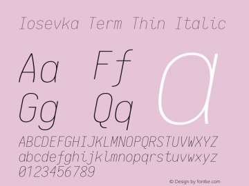 Iosevka Term Thin Italic 1.13.1; ttfautohint (v1.6)图片样张