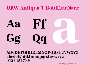 URW Antiqua T BoldExtrNarr Version 001.005 Font Sample
