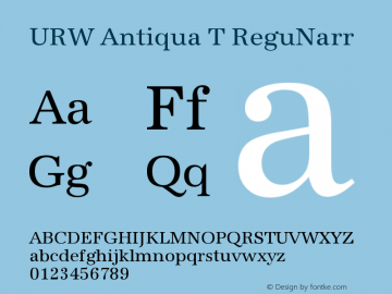 URW Antiqua T ReguNarr Version 001.005 Font Sample
