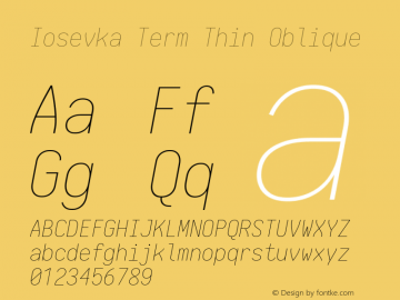 Iosevka Term Thin Oblique 1.13.1; ttfautohint (v1.6)图片样张