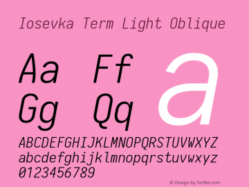 Iosevka Term Light Oblique 1.13.1; ttfautohint (v1.6)图片样张