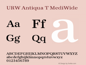 URW Antiqua T MediWide Version 001.005 Font Sample