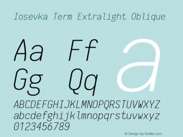 Iosevka Term Extralight Oblique 1.13.1; ttfautohint (v1.6)图片样张