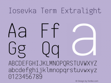 Iosevka Term Extralight 1.13.1; ttfautohint (v1.6)图片样张