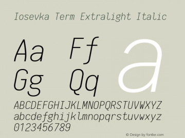 Iosevka Term Extralight Italic 1.13.1; ttfautohint (v1.6)图片样张