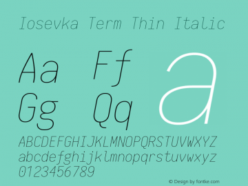 Iosevka Term Thin Italic 1.13.1; ttfautohint (v1.6)图片样张