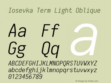 Iosevka Term Light Oblique 1.13.1; ttfautohint (v1.6)图片样张