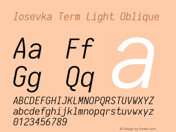 Iosevka Term Light Oblique 1.13.1; ttfautohint (v1.6)图片样张